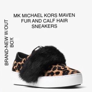 MICHAEL KORS MAVEN FUR CALF HAIR LEOPARD SNEAKERS
